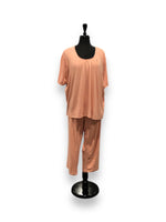 Load image into Gallery viewer, BULK BUY - Women's Two Piece Peached Jersey Knit Short Sleeved Capri Set with Satin Bow (6-Pack or 3-Pack)