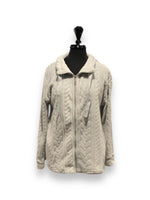 Load image into Gallery viewer, Women's Embossed Cable Texture Full Zip Jacket with Mock Neck & Side Pockets