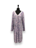 Load image into Gallery viewer, Women's Velour Long Sleeved Night Gown with Ribbon Run Trim