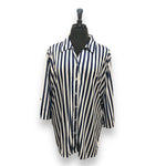 Load image into Gallery viewer, Women's Stripped Button-Down Blouse with Notched Collar