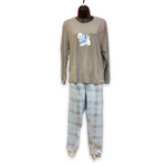 Load image into Gallery viewer, Women's Two Piece Pajama Set with Jersey Knit Top & Plush Flannel Pants