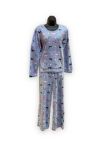 Load image into Gallery viewer, Women's Two Piece Micropolar Printed Pajama Set with Kangaroo Pouch