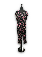 Load image into Gallery viewer, Women's Peached Jersey Capri Set with Lace Trim