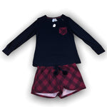 Load image into Gallery viewer, Women's Two Piece Pajama Set with Long Sleeve Top & Shorts