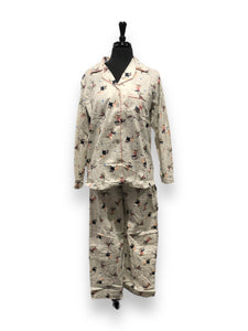 Women's Two Piece Micropolar Flannel Pajama Set with Satin Trim