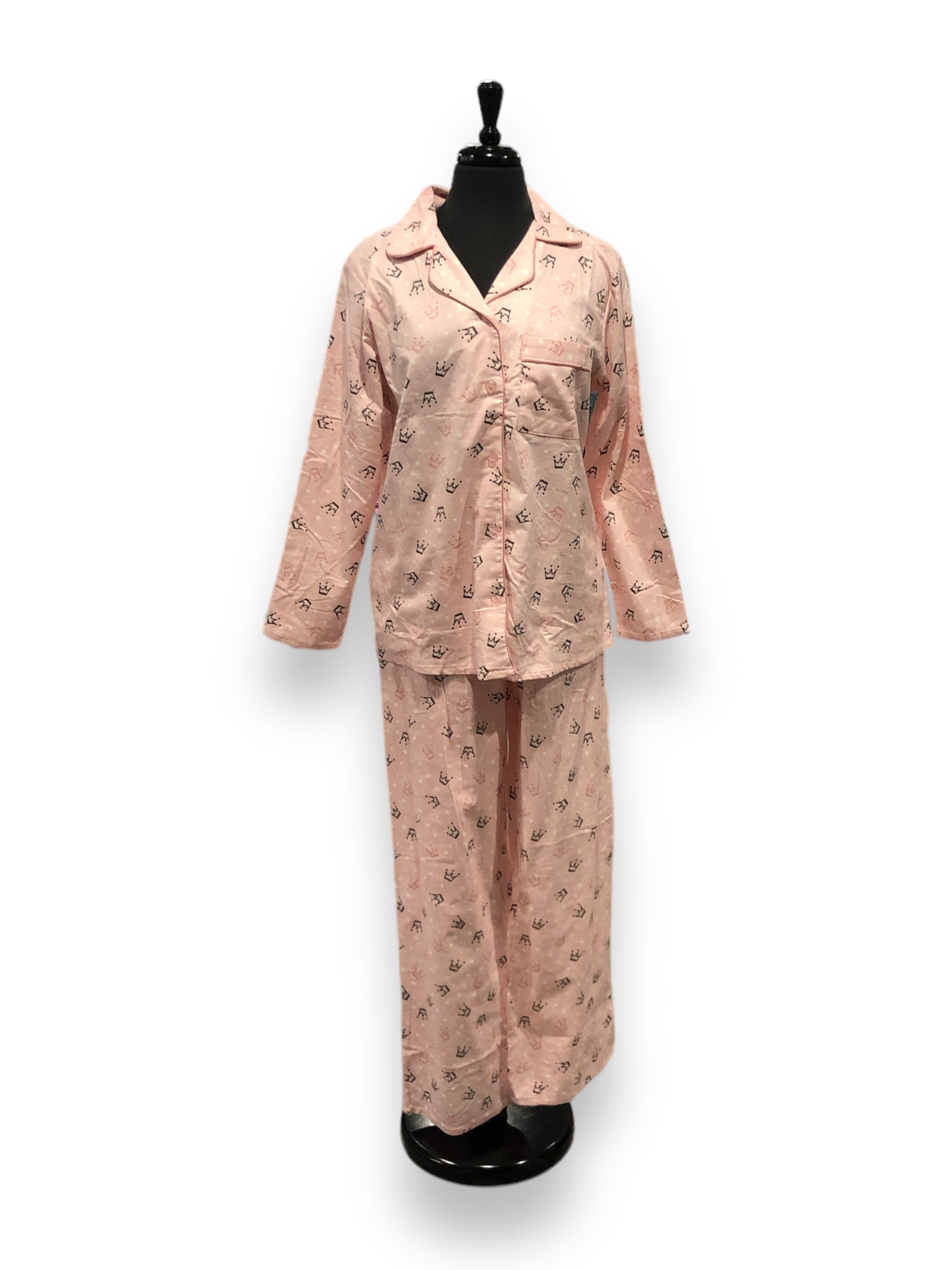 Women's Two Piece Micropolar Flannel Pajama Set with Satin Trim