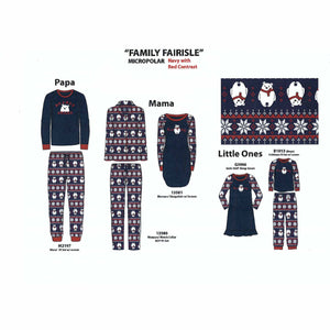 BULK BUY - Family Set - Micropolar Pajamas with Fairisle Pattern (6-Pack)