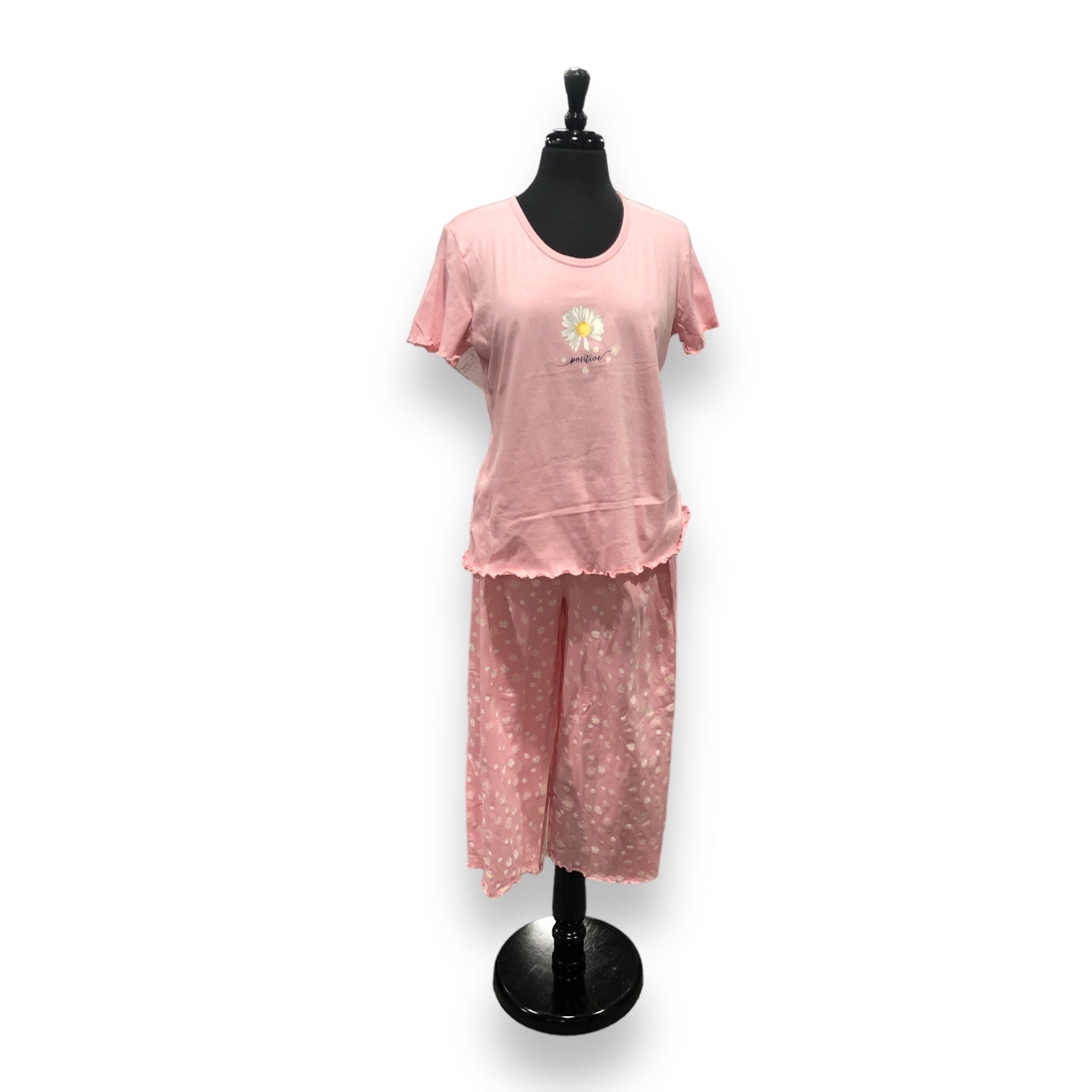 Women's Two Piece Cotton Jersey Knit Capri Pajama Set