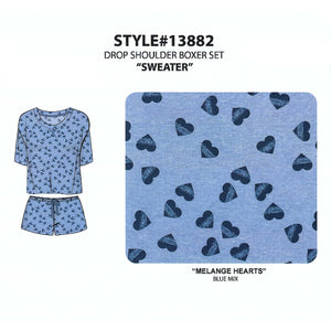 BULK BUY - Women's Hacci Sweater Knit Boxer Set with Drop Shoulder