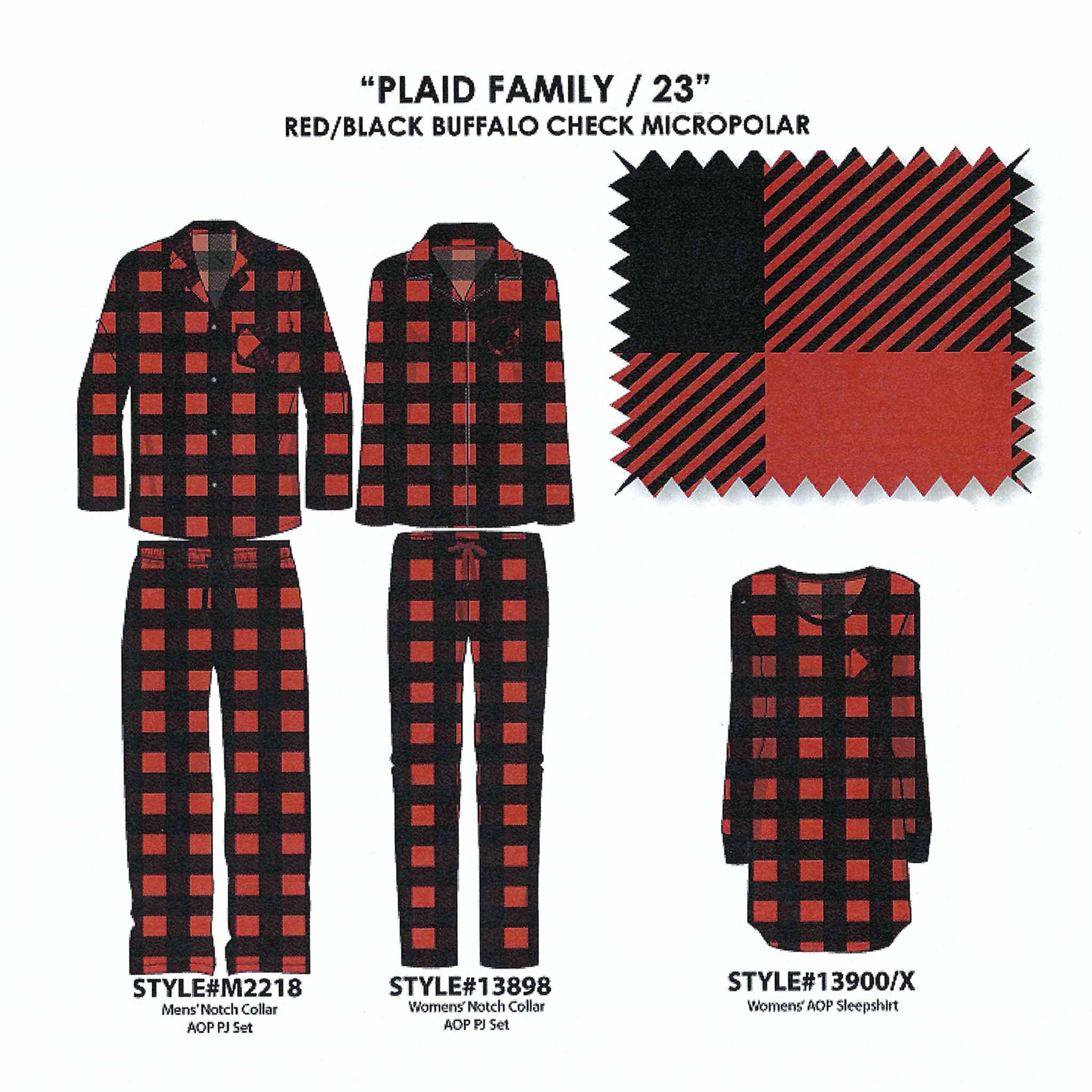 BULK BUY - Family Set - Micropolar Pajamas with Buffalo Plaid Print (6-Pack or 3-Pack)