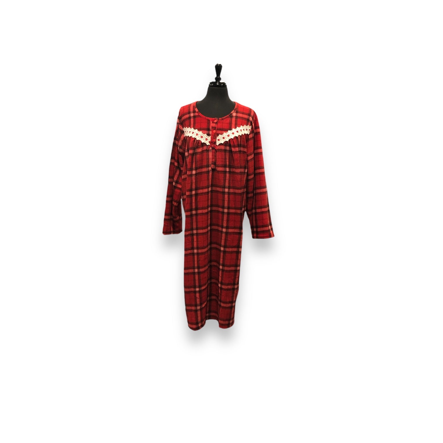 Women's Plush Micropolar Night Gown with Lace Trim