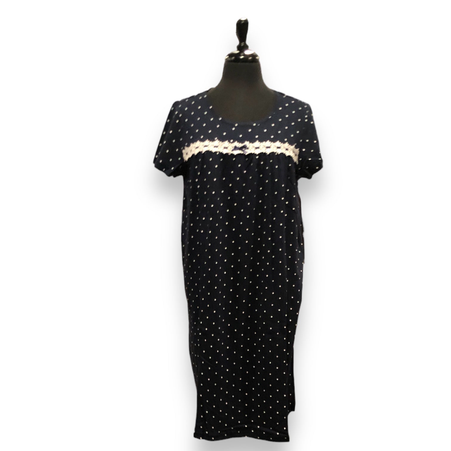 Women's Cotton Jersey Knit Nightgowns with Lace & Bow