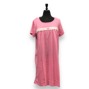 Women's Cotton Jersey Knit Nightgowns with Lace & Bow