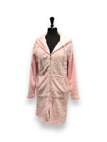 Load image into Gallery viewer, Women's Embossed Cable Texture Full Zip Hoodie Robe with Kangaroo Pockets
