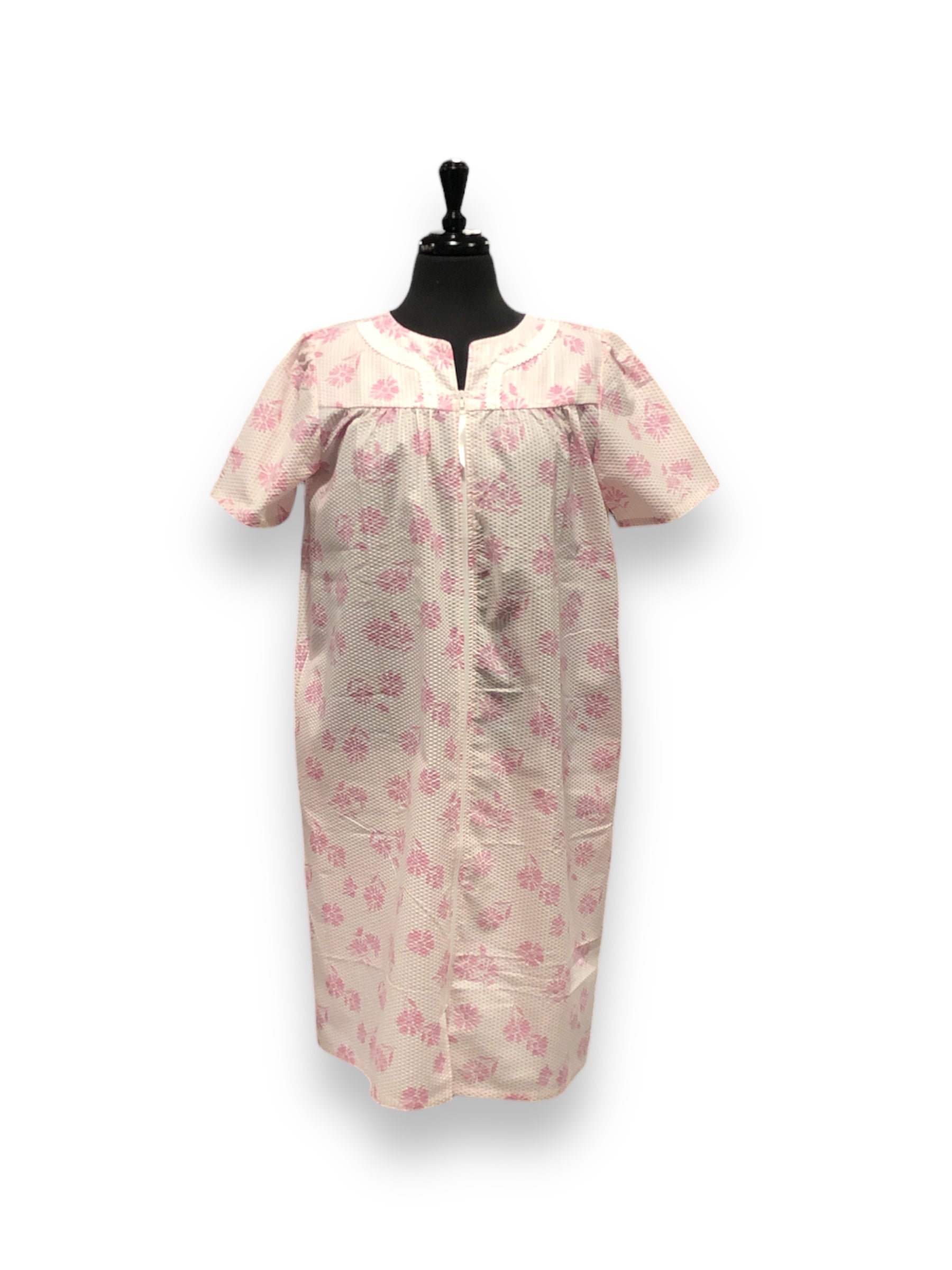 BULK BUY - Women's Seersucker Embossed Dusters with Lace & Zipper (6-Pack)