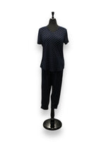 Load image into Gallery viewer, Women's Two Piece Peached Jersey Capri Set with V-Neck &amp; Cuffed Pants
