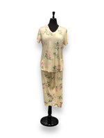Load image into Gallery viewer, Women's Two Piece Peached Jersey Capri Set with V-Neck &amp; Cuffed Pants

