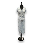 Load image into Gallery viewer, Women's Polyester Spandex Short Sleeve Ribbed Capri Set with Shirred
