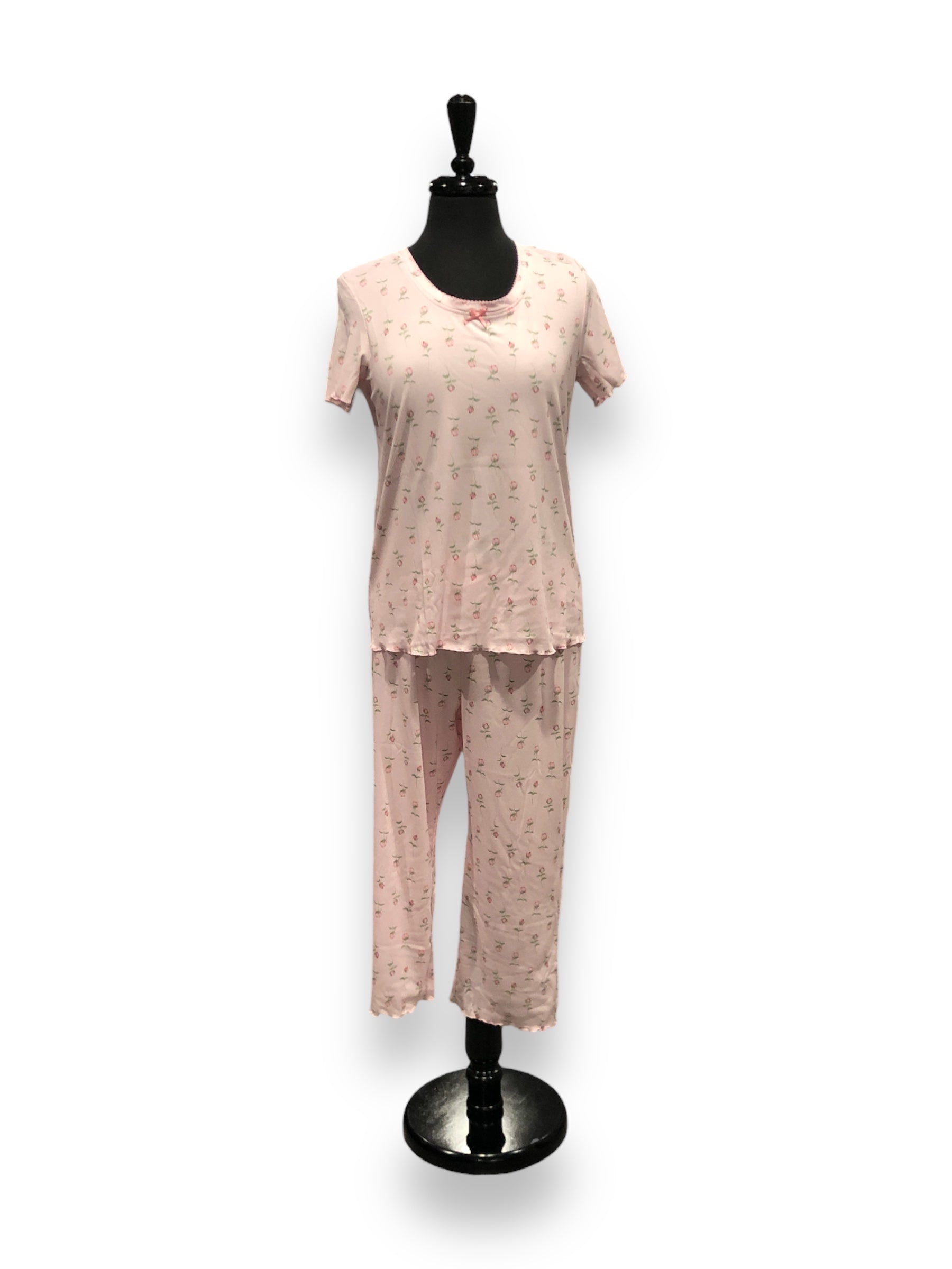 BULK BUY - Women's Two Piece Poly Spandex Ribbed Capri Set with Picot & Merrow Edging (6-Pack)