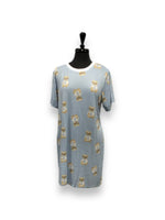 Load image into Gallery viewer, Women's Hacci Sweater Knit 35" Short Sleeve Sleep Shirt with Contrasting Neckline

