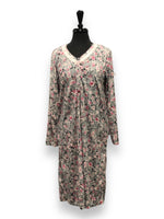 Load image into Gallery viewer, Women's Velour Long Sleeved Night Gown with Ribbon Run Trim
