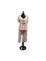 Load image into Gallery viewer, Women's Two Piece Peached Jersey Knit Capri Set Satin Bow &amp; Side Slits
