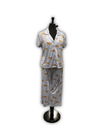 Load image into Gallery viewer, Women's Two Piece Peached Jersey Knit Notched Collar PJ Set with Chest Pocket &amp; Satin Bow
