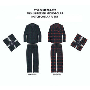 BULK BUY - Men's Two Piece Pressed Micropolar Notched Collar Pajama Set (Gift Packaged)(6-Pack)