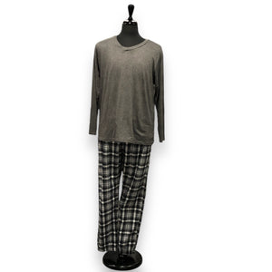 Men's Two Piece Pressed Micropolar Pajama Set with Long Sleeve T-Shirt (Gift Packaged)