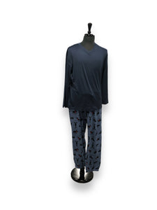 Men's Two Piece Peached Jersey knit Pajama Set with Long Sleeved T-Shirt