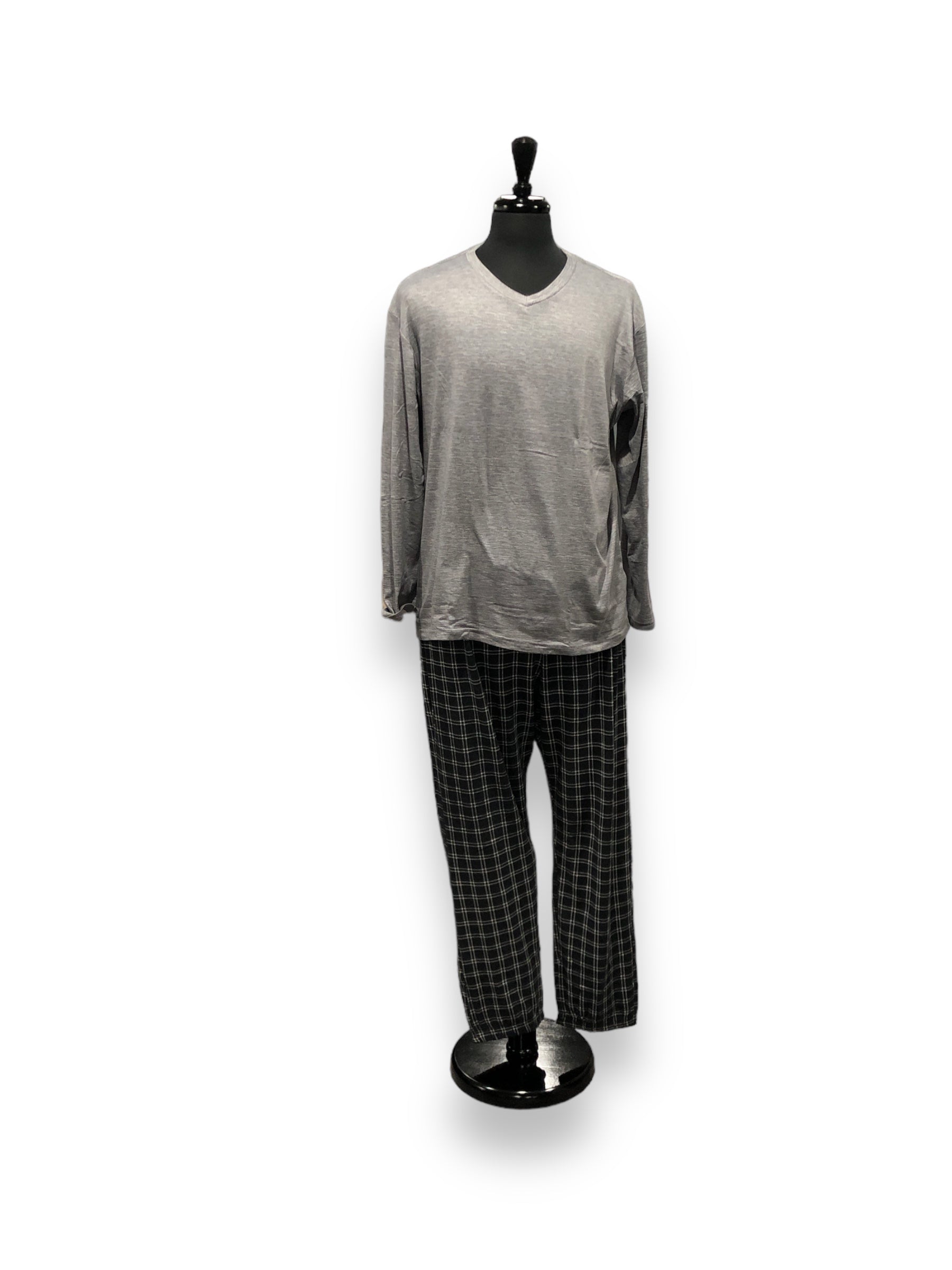 Men's Two Piece Peached Jersey knit Pajama Set with Long Sleeved T-Shirt
