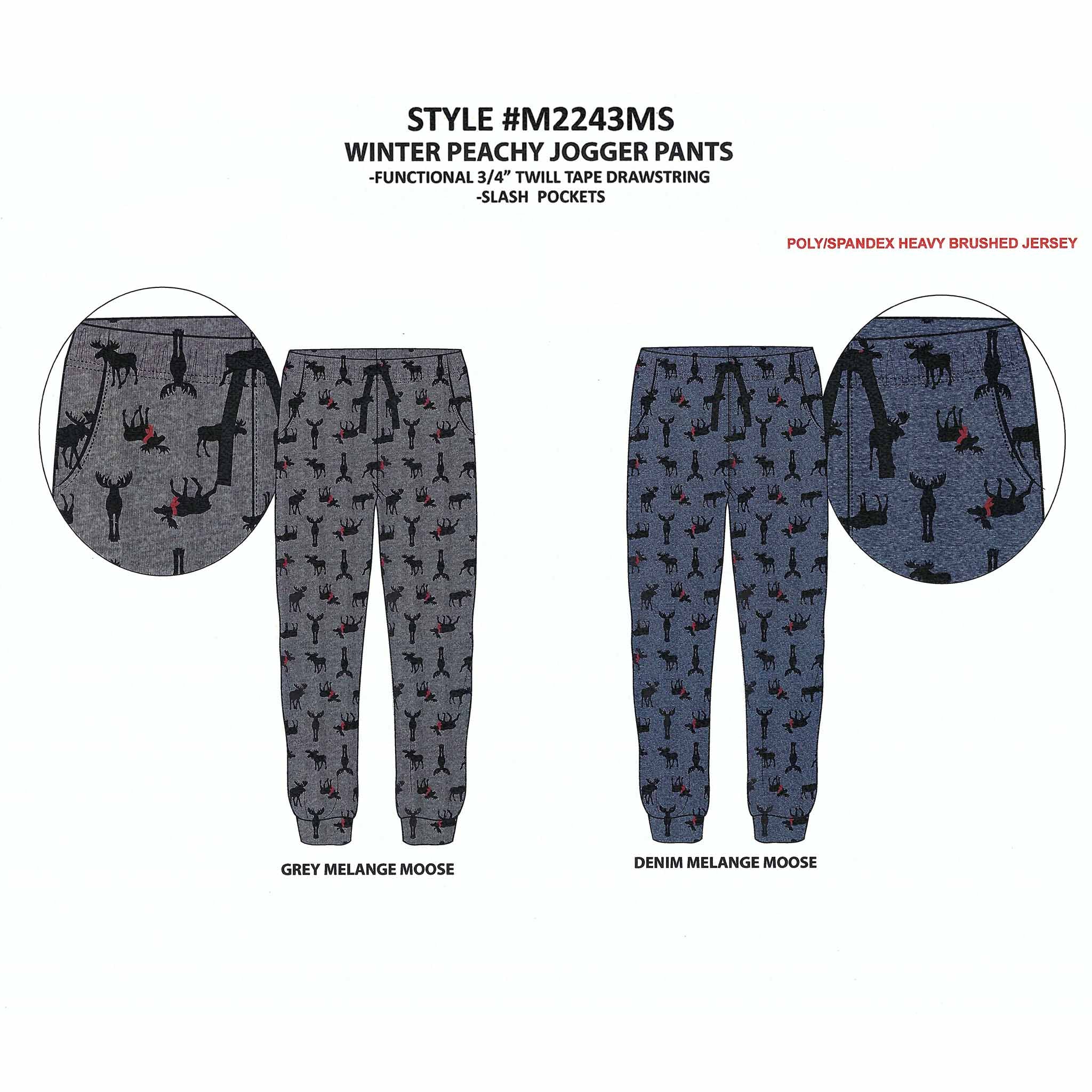 Men's Peached Jersey Knit Sleep Pants with Drawstring & Slash Pockets