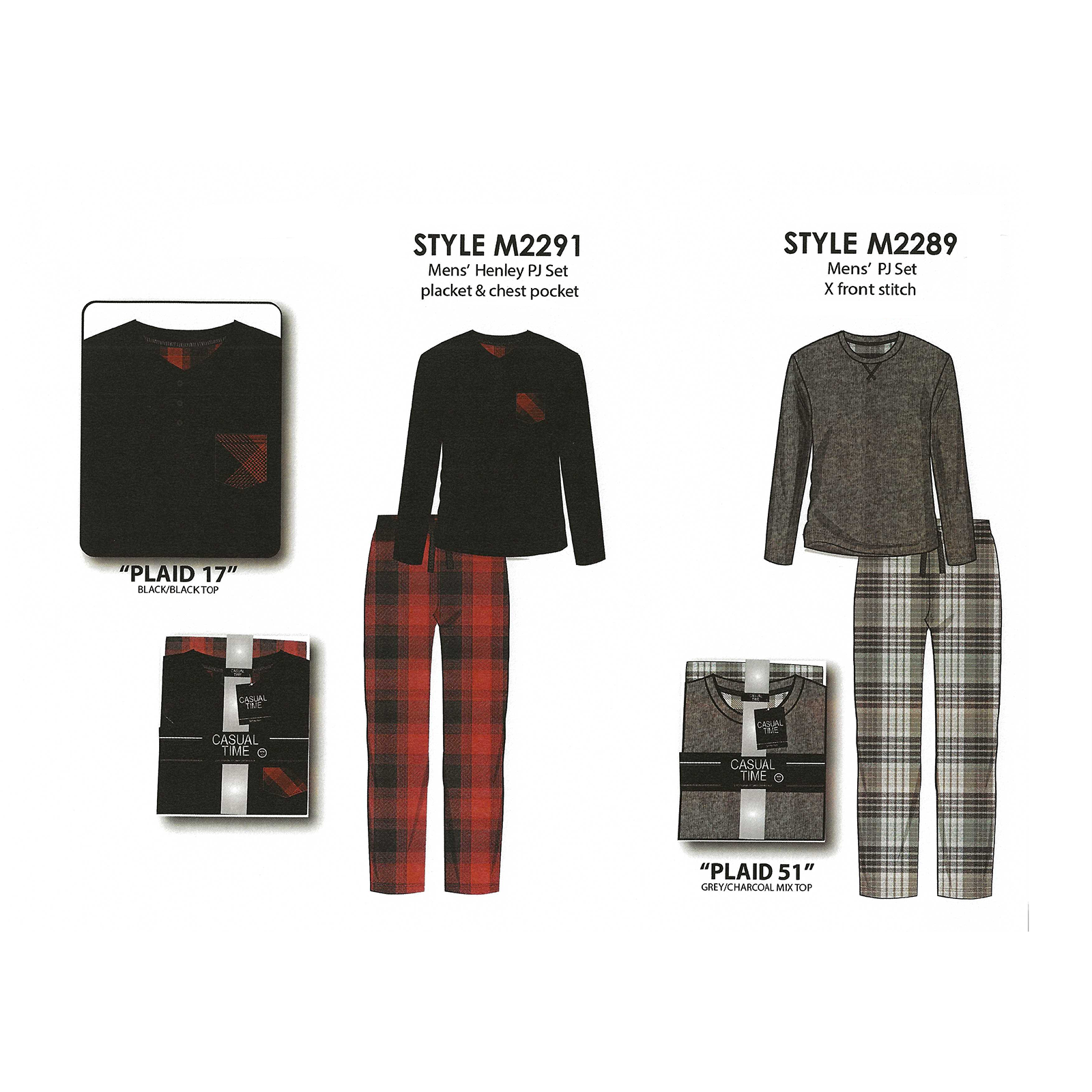 BULK BUY - Men's Peached Jersey Knit PJ Set with "X" Front Stitch (GIFT PACKAGED) (6-Pack)