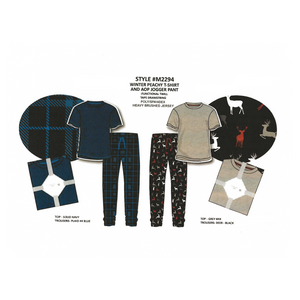 BULK BUY - Men's Peached Jersey Knit PJ Set with Solid T-Shirt & Jogger Pants (GIFT PACKAGED) (6-Pack)