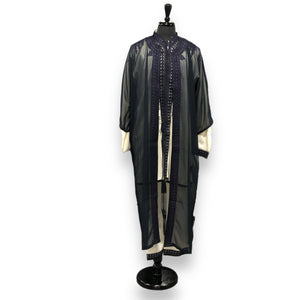 Men's Three Piece High-End Grooms Caftan with Pants & Long Silk Jacket