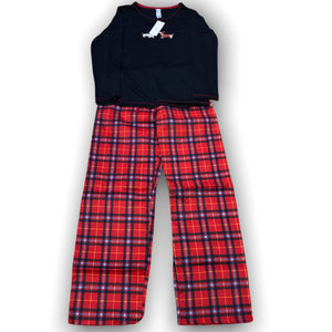 BULK BUY - Women's Two Piece Pajama Set with Jersey Knit Top and Flannel Pants (GIFT PACKAGED)(6-Pack)
