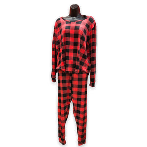 BULK BUY - Women's Two Piece Velour Pajama Set with Long Jogger Pants (6-Pack)