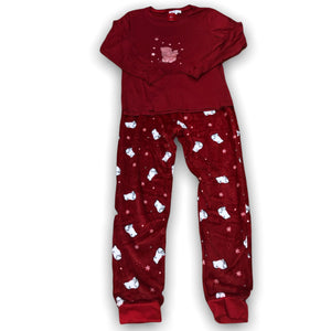 BULK BUY - Women's Two Piece Pajama Set with Solid Jersey Knit Top & Printed Plush Flannel Pants (6-Pack)