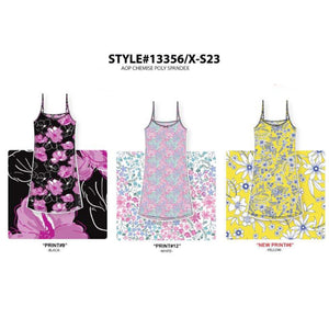 BULK BUY - Women's Poly Spandex Knit Printed Chemise (6-Pack or 3-Pack)