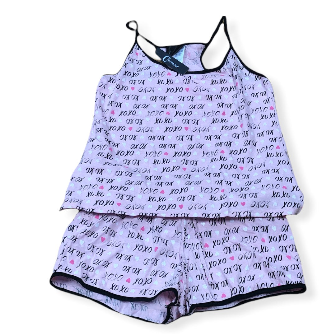 Women's Two Piece Cotton Jersey Knit Boxer Set with Short Cami