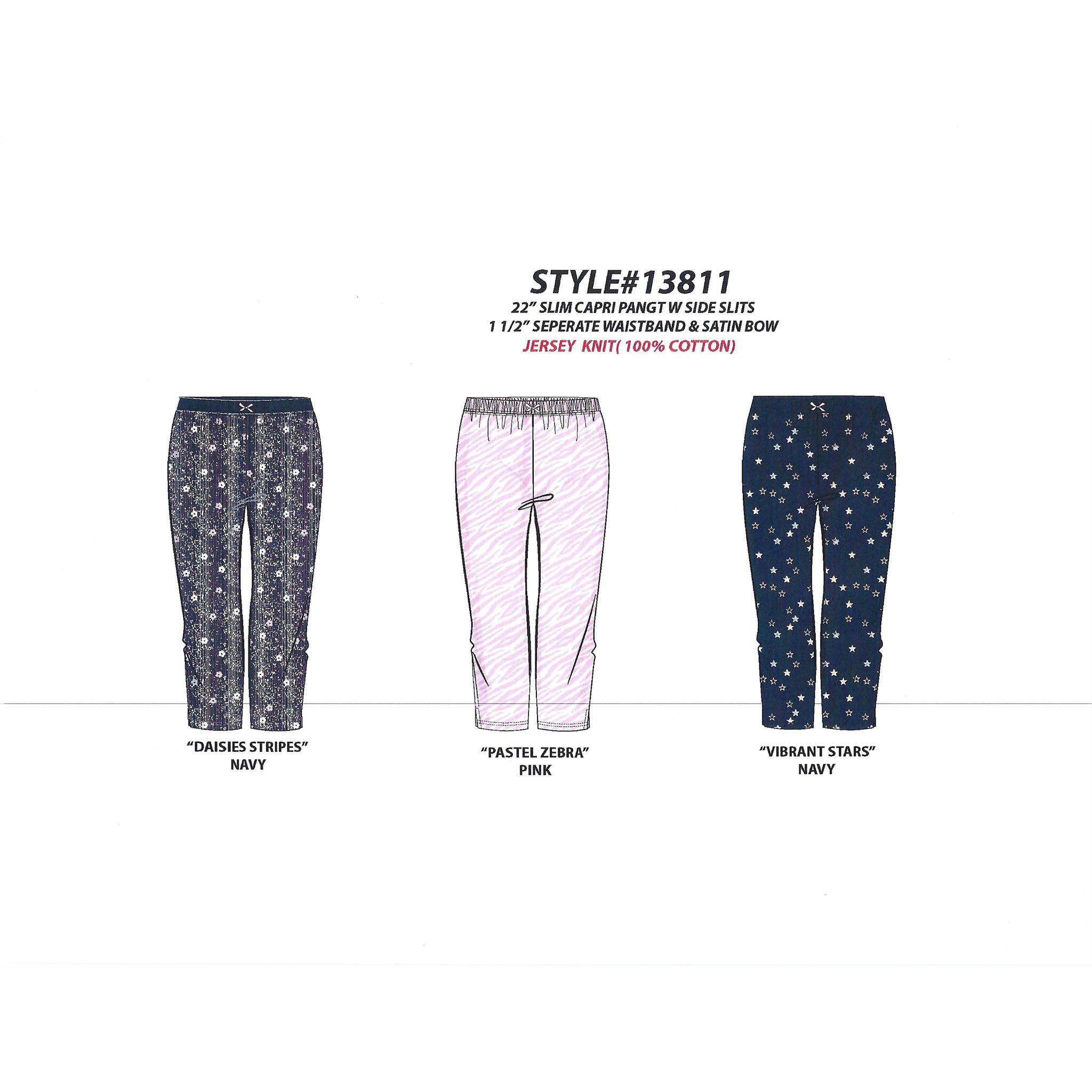 BULK BUY - Women's 100% Cotton Jersey Knit Capri Pants with Side Slits (6-Pack)