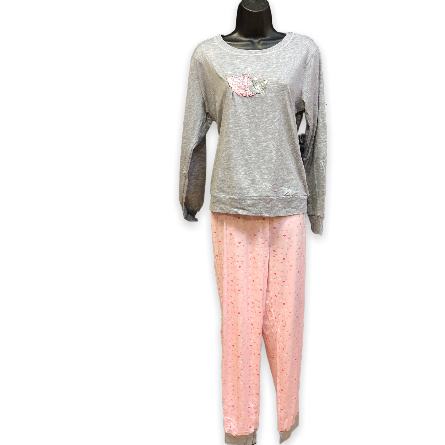 BULK BUY - Women's Two Piece Peached Jersey Pajama Set with Jogger Pants (6-Pack)