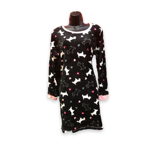 BULK BUY - Women's Plush Flannel Printed Long-Sleeved Nightshirt (6-Pack)