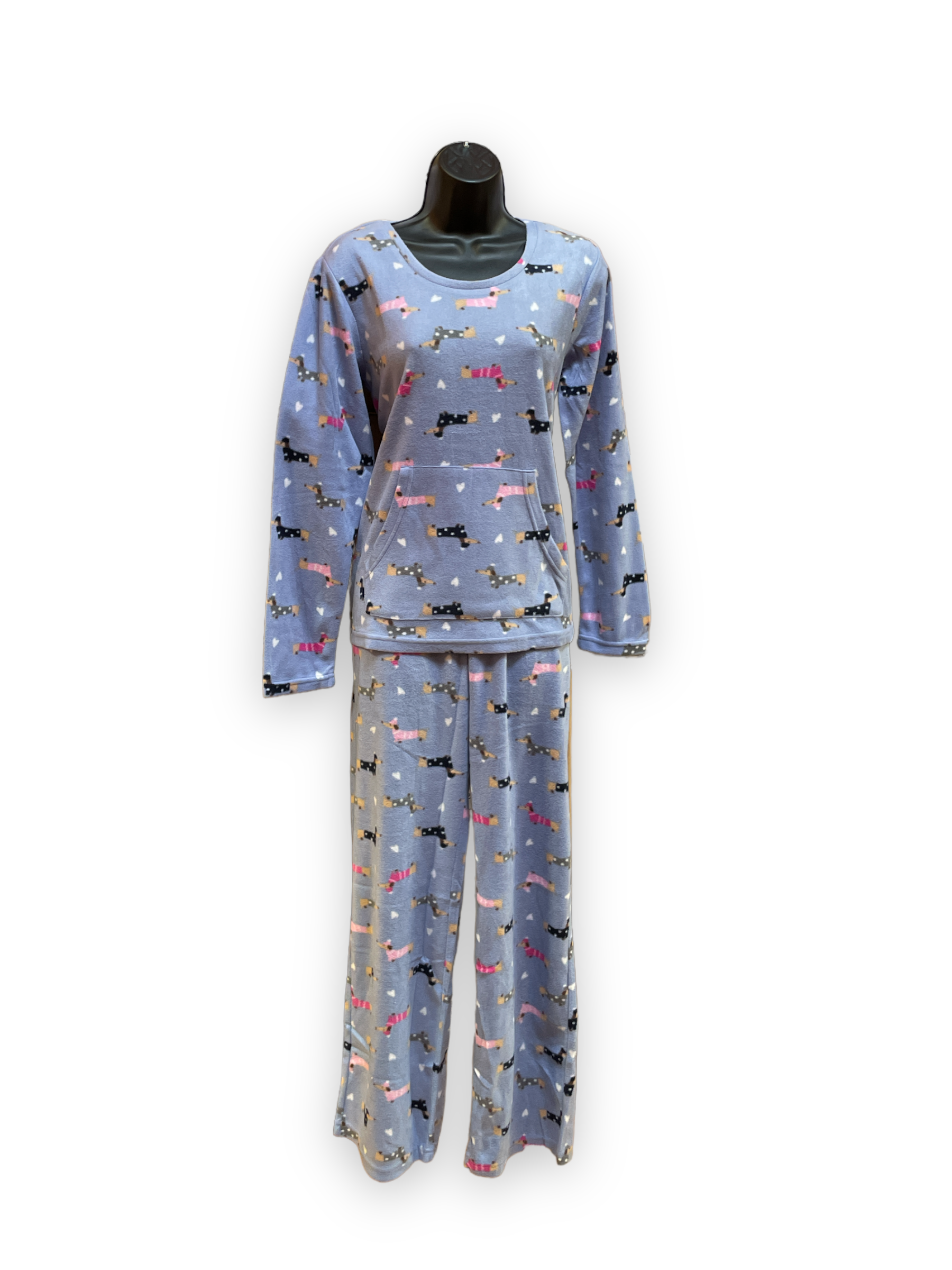 BULK BUY - Women's Two Piece Micropolar Printed Pajama Set with Kangaroo Pouch (6-Pack or 3-Pack)