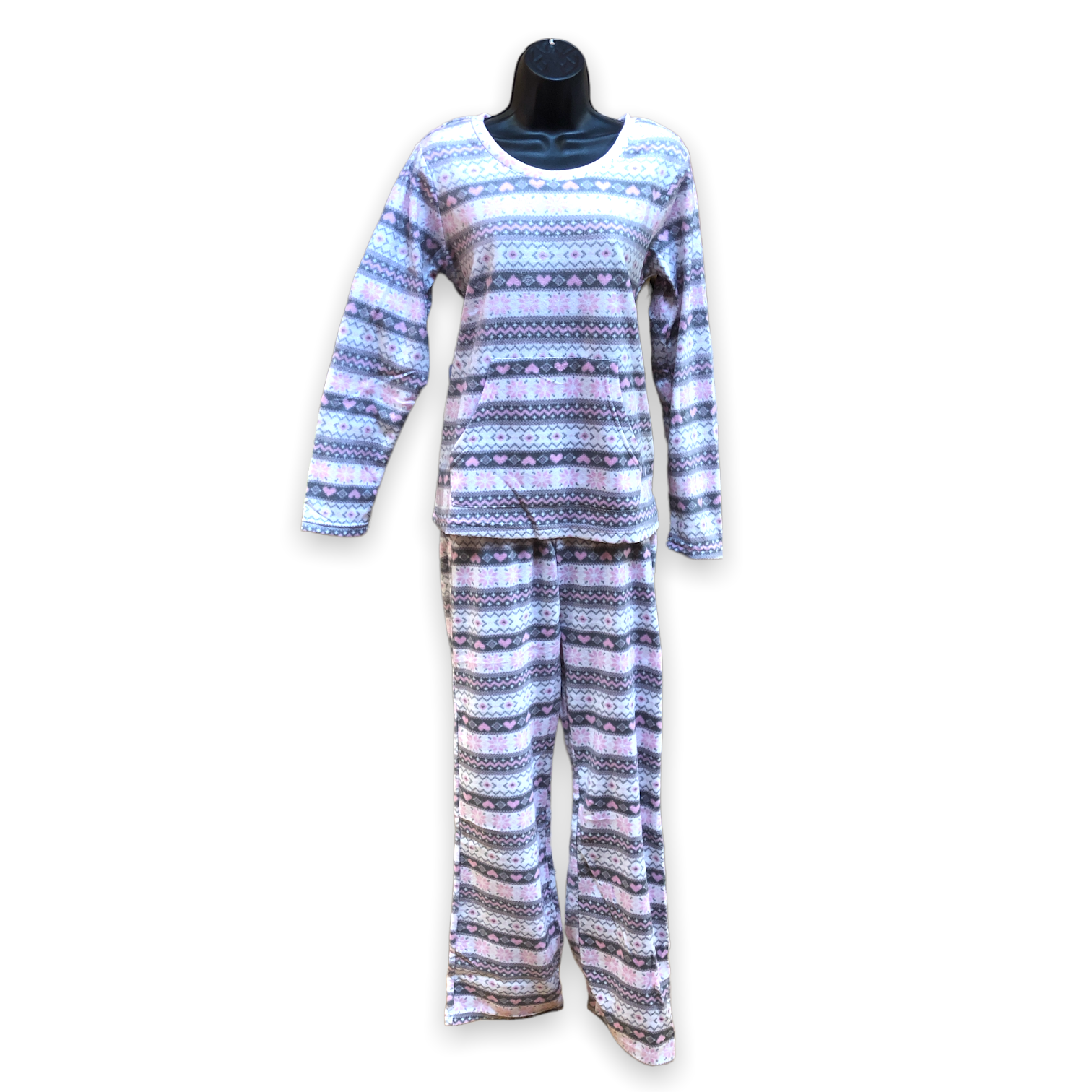 BULK BUY - Women's Two Piece Micropolar Printed Pajama Set with Kangaroo Pouch (6-Pack or 3-Pack)