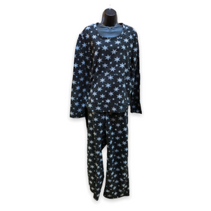 Women's Two Piece Micropolar Printed Pajama Set with Kangaroo Pouch