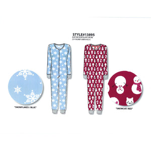 BULK BUY - Women's Micropolar Printed Onesie with Front Zip Closure (6-Pack)