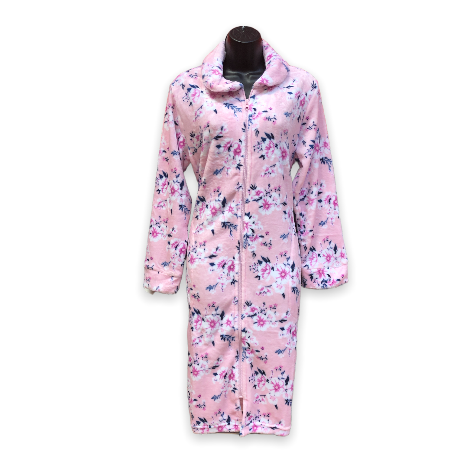 Women's Plush Micropolar Printed Robes with Zip Front