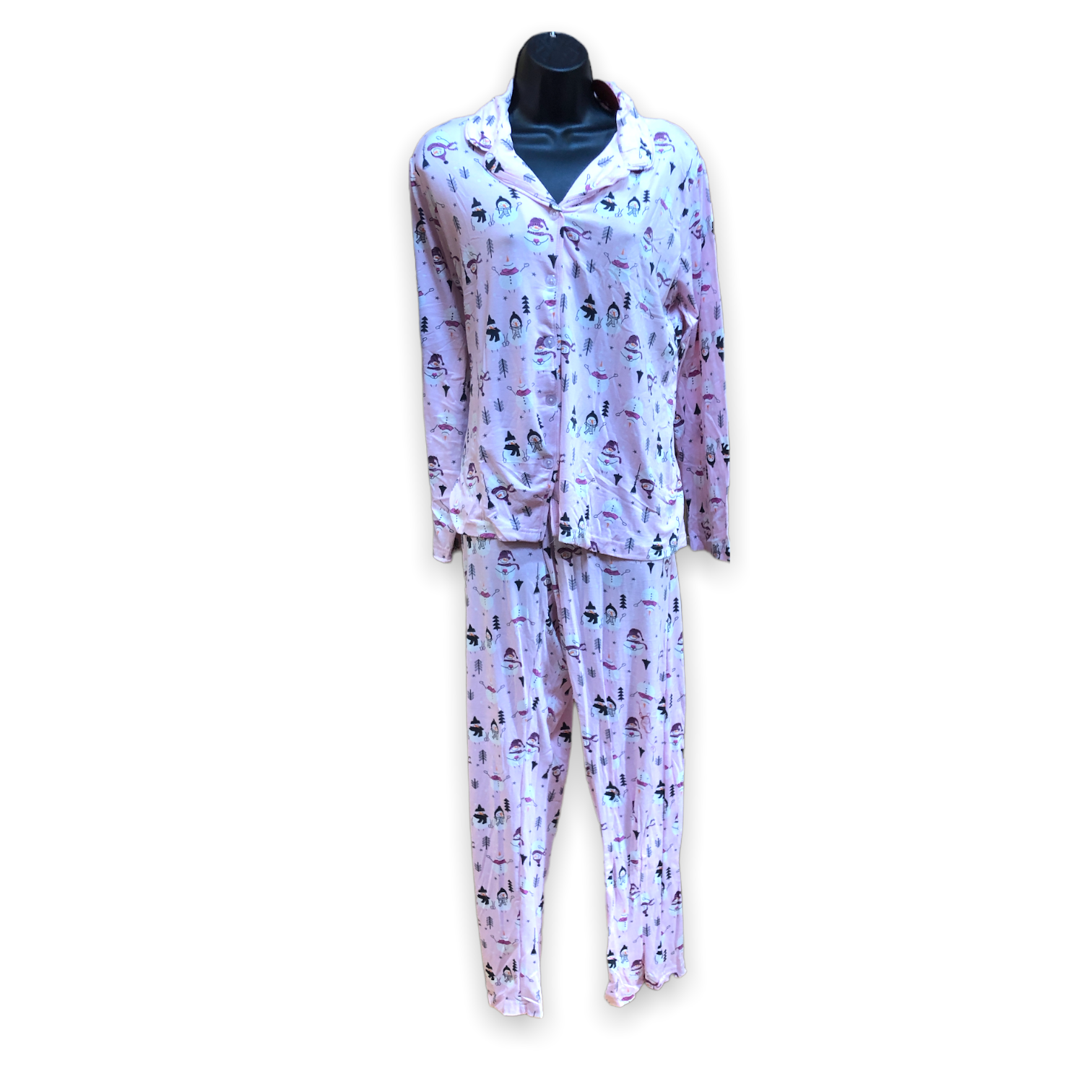 Women's Two Piece Peached Jersey Pajama Set with Notched Collar (Gift Packaged)