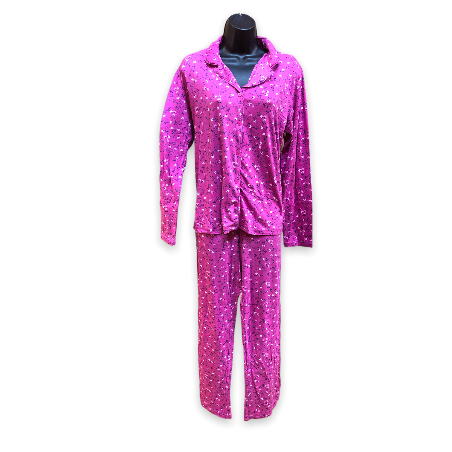 BULK BUY - Women's Two Piece Peached Jersey Notched Collar Pajama Sets (Gift Packaged) (6-Pack)